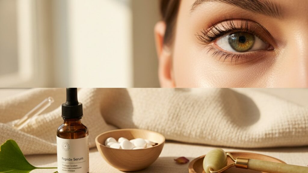 Blog Post: can peptides help crow's feet - Professional illustration