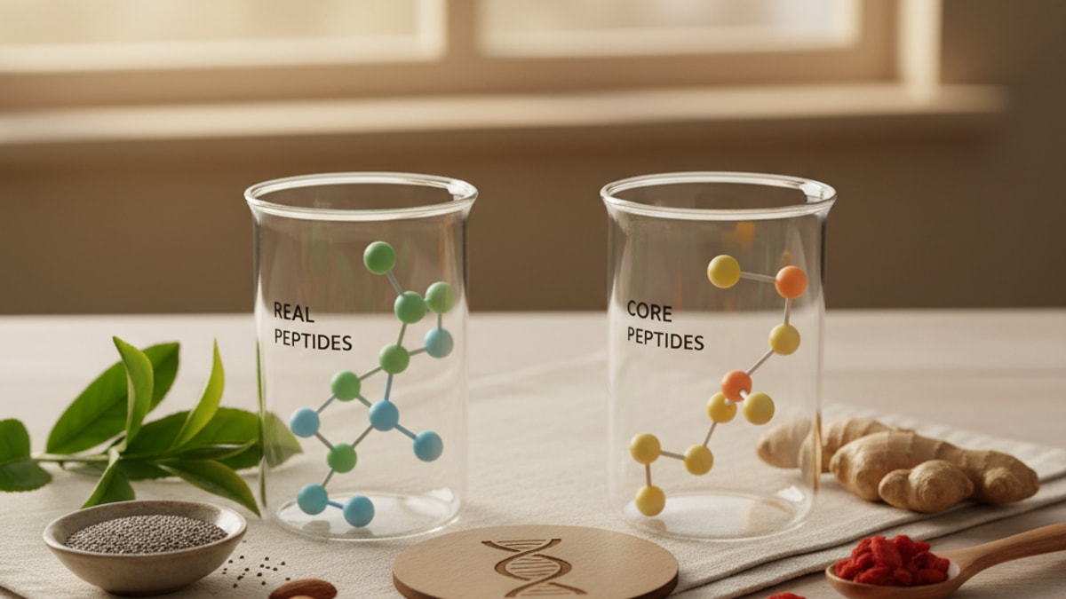 Blog Post: real peptides vs core peptides - Professional illustration