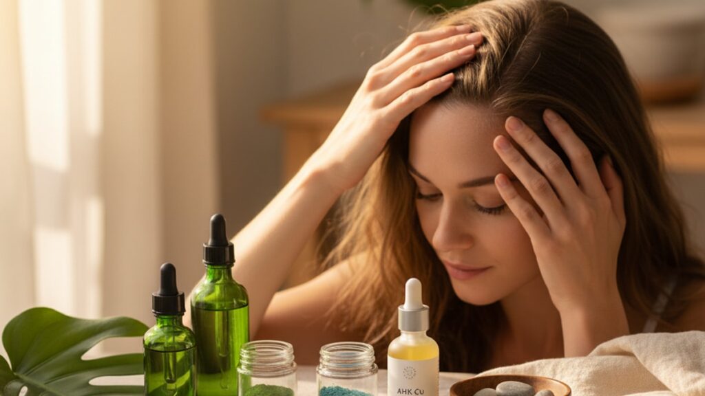 Blog Post: how to use AHK-Cu for hair growth protocol - Professional illustration
