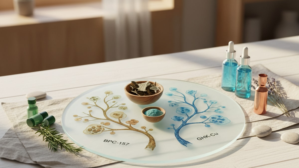 Blog Post: difference between BPC-157 and GHK-Cu - Professional illustration