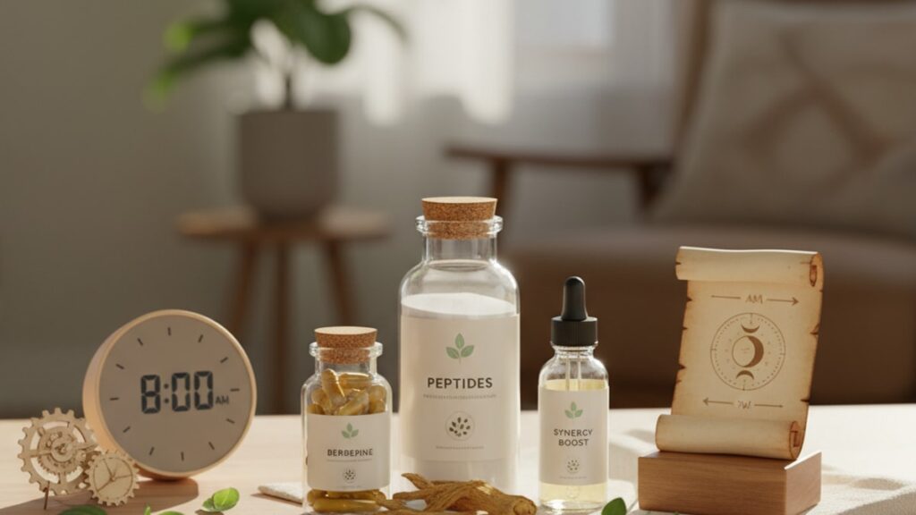 Blog Post: peptides and berberine synergy timing protocol - Professional illustration