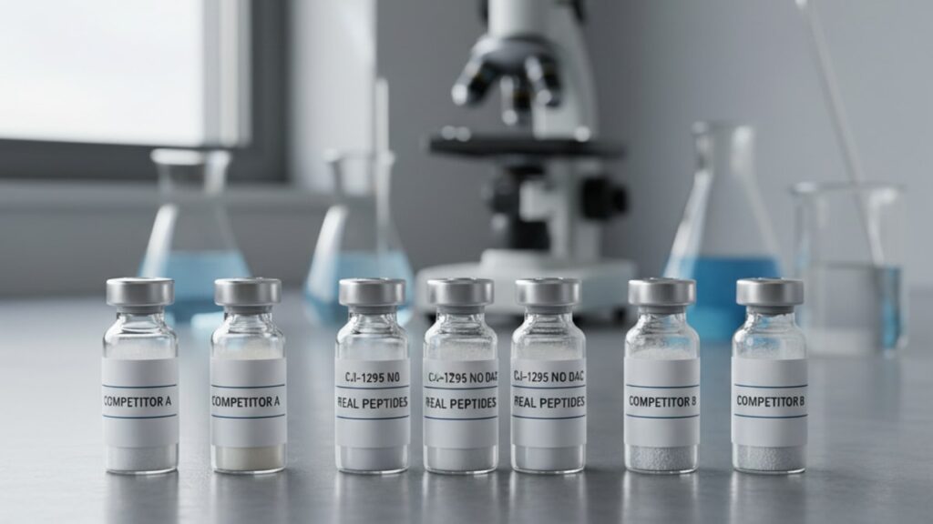 Blog Post: real peptides CJC-1295 no DAC vs competitors quality - Professional illustration