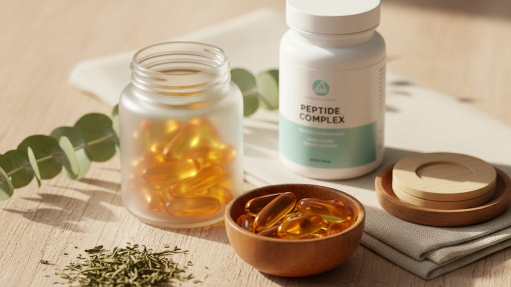 Blog Post: peptides and fish oil omega 3 synergy timing protocol - Professional illustration