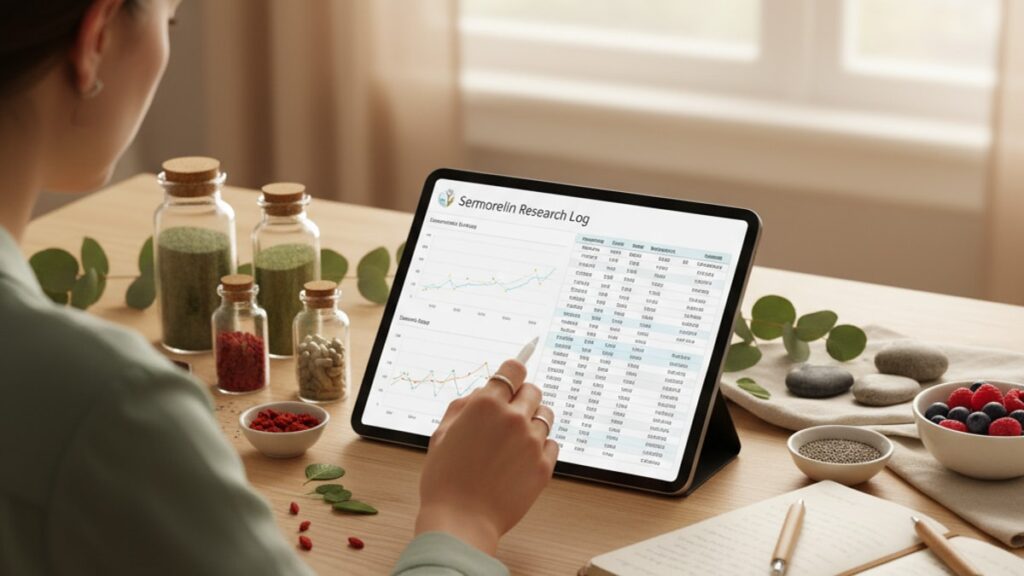 Blog Post: Sermorelin research log track document - Professional illustration