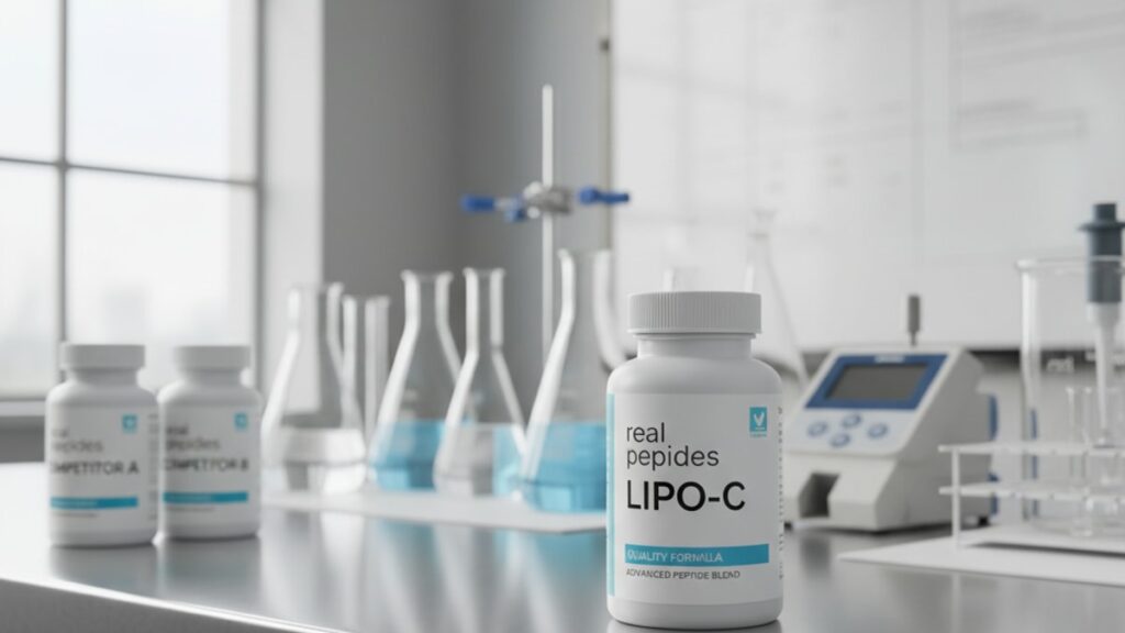 Blog Post: real peptides LIPO-C vs competitors quality - Professional illustration