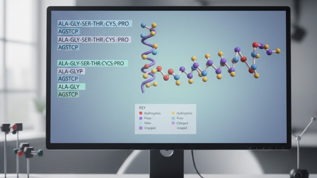 Blog Post: understanding peptide sequences amino acid codes - Professional illustration