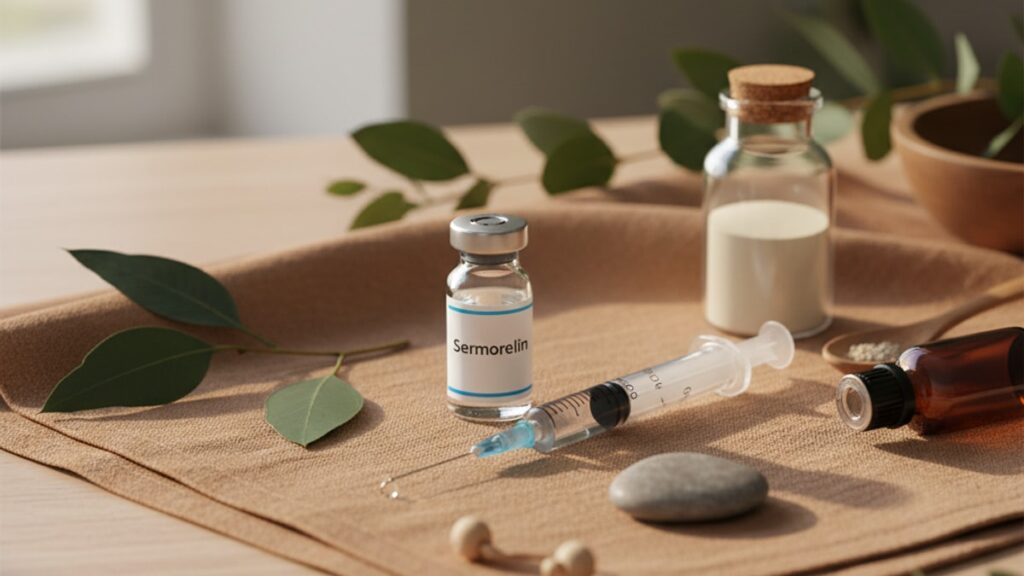 Blog Post: Sermorelin SubQ vs IM injection route better - Professional illustration