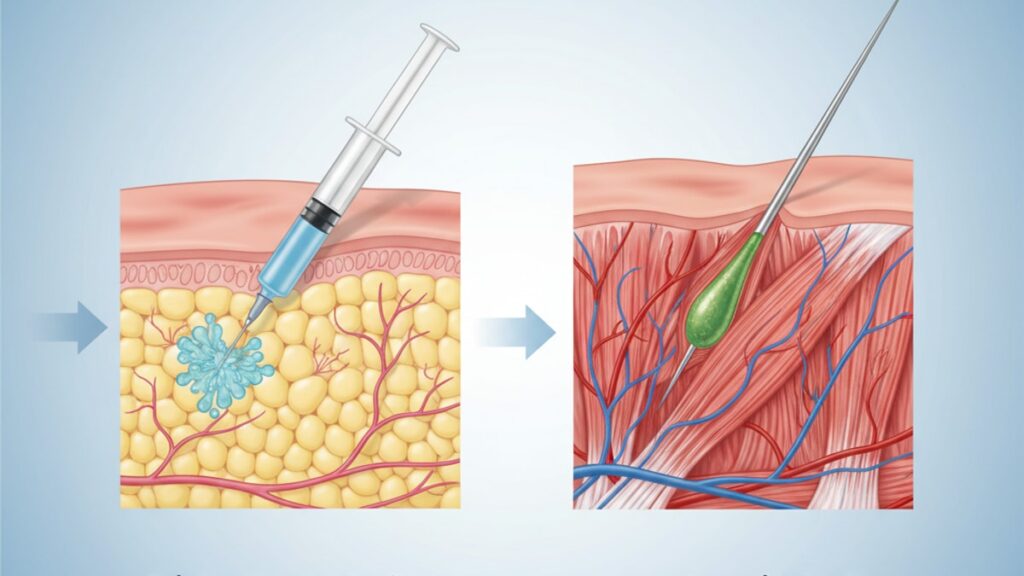 Blog Post: Cagrilintide SubQ vs IM injection route better - Professional illustration