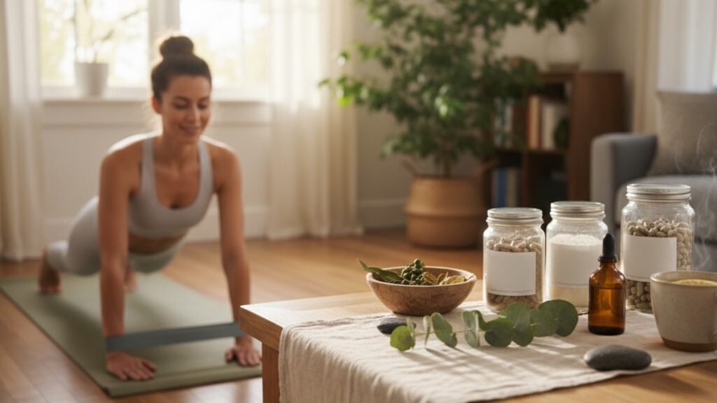 Blog Post: peptides vs physical therapy complementary healing - Professional illustration