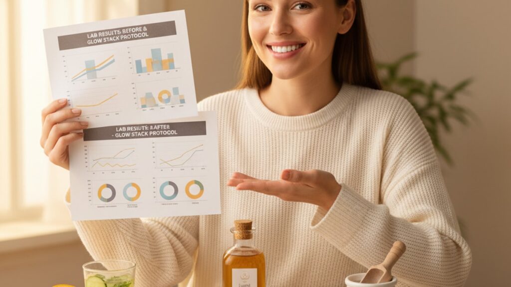 Blog Post: Glow Stack blood work labs check before after - Professional illustration