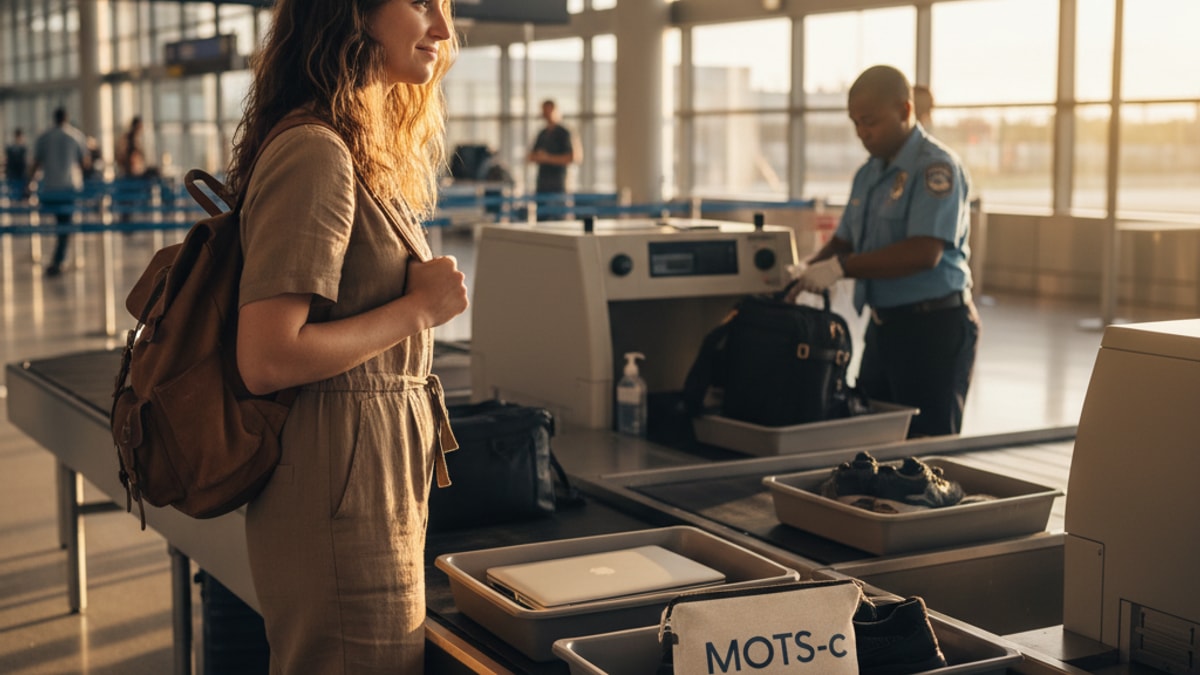 Blog Post: travel with MOTS-c airplane TSA - Professional illustration