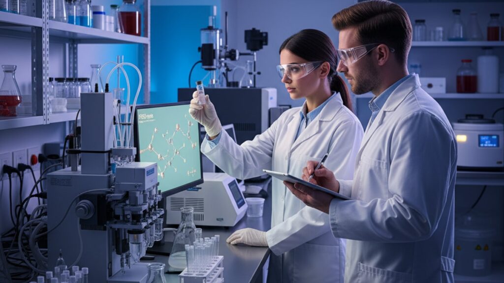 Blog Post: PEGylated peptides extended half-life technology - Professional illustration