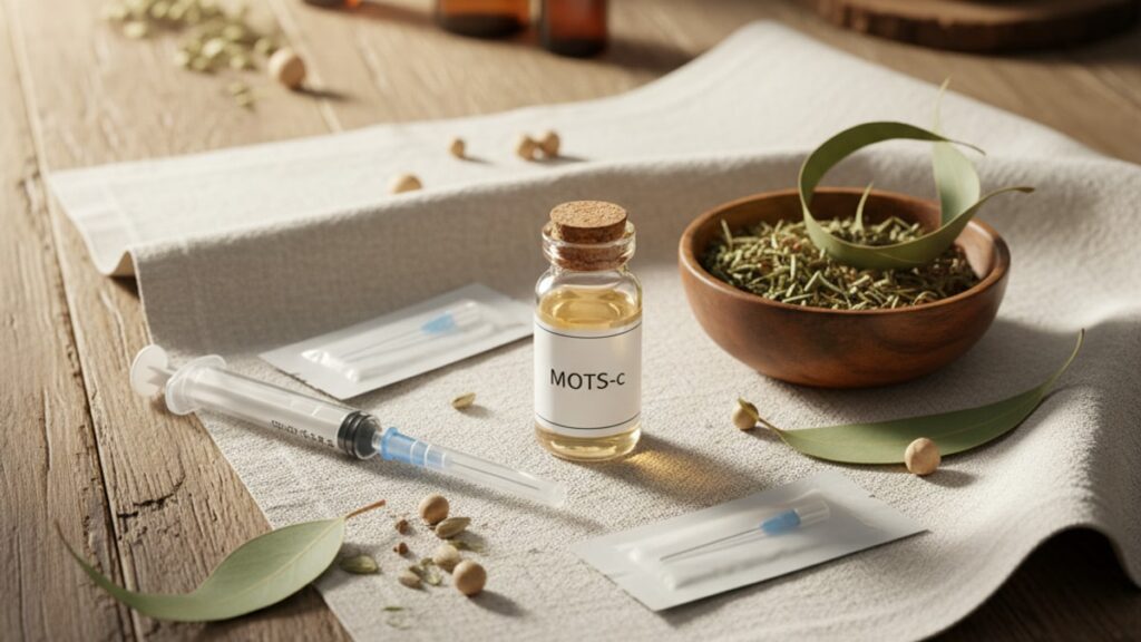 Blog Post: MOTS-c syringes needles supplies - Professional illustration