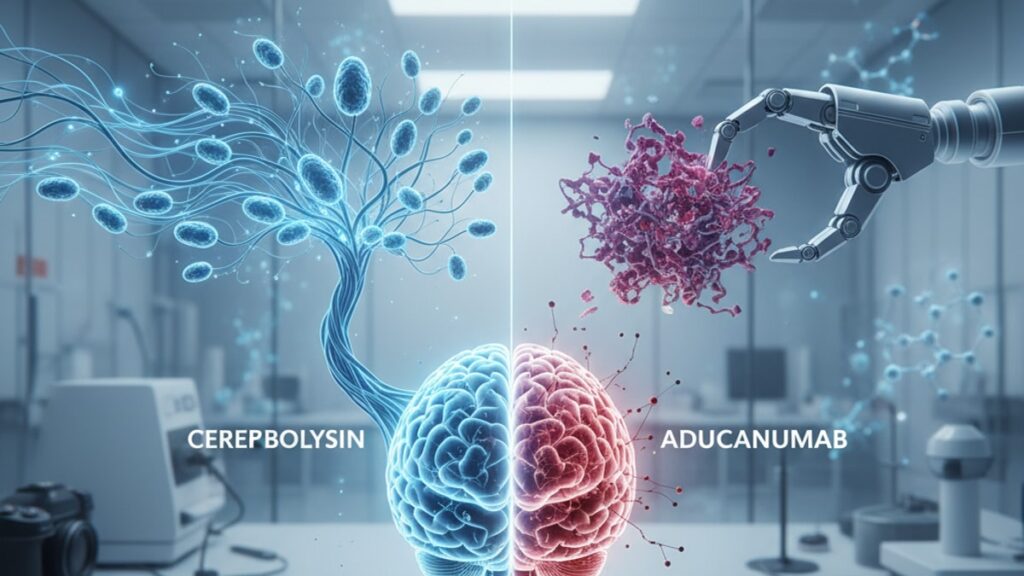 cerebrolysin differs from aducanumab - Professional illustration