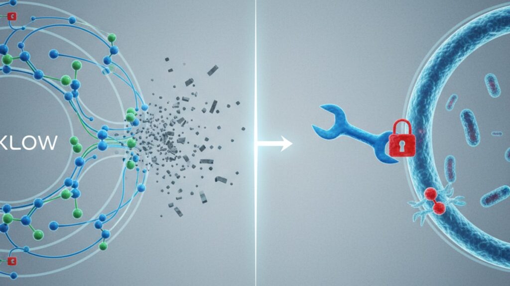 klow vs antibiotics mechanism - Professional illustration