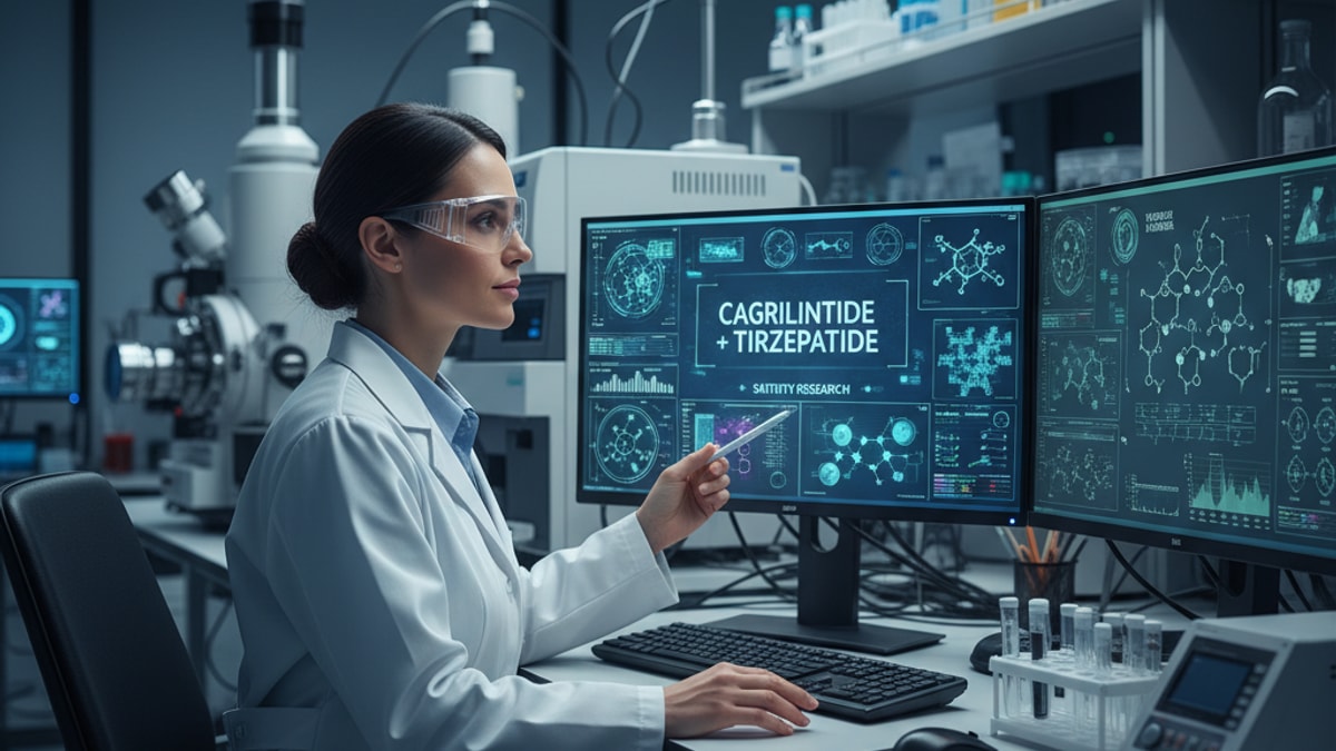 cagrilintide tirzepatide for satiety research - Professional illustration