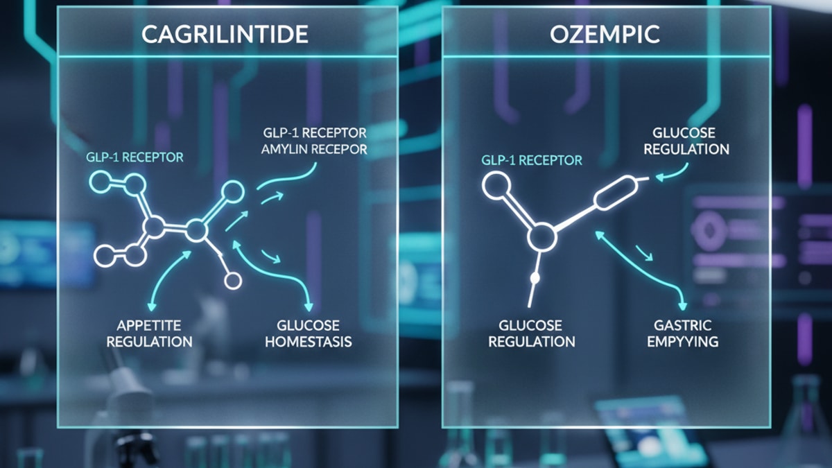 cagrilintide vs ozempic mechanism - Professional illustration