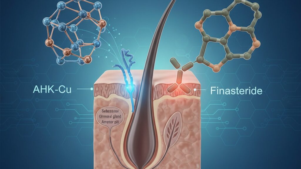 ahk-cu vs finasteride mechanism - Professional illustration