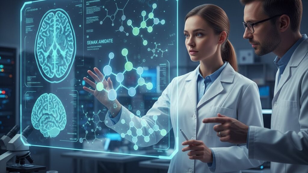semax amidate alzheimer's research mechanism - Professional illustration
