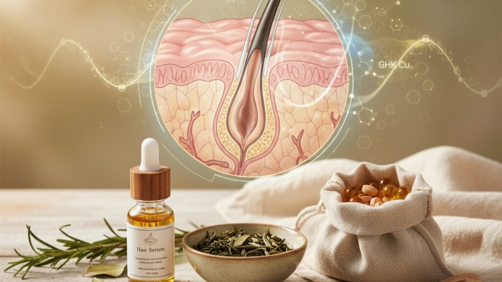ghk-cu thinning hair mechanism - Professional illustration