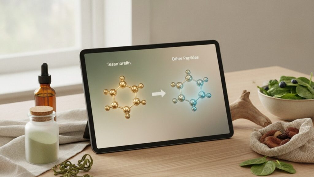 how does tesamorelin compare to other research peptides - Professional illustration