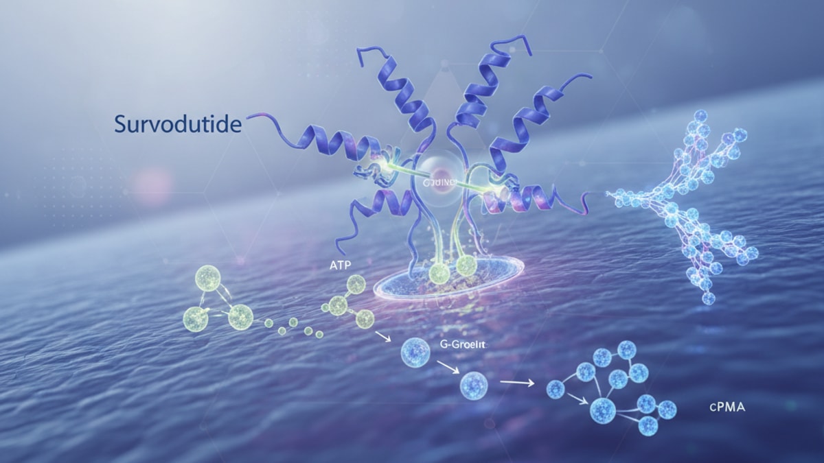 survodutide glucagon receptor mechanism - Professional illustration