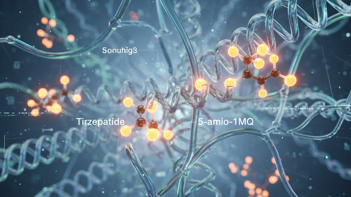 tirzepatide 5-amino-1mq protocol metabolic research - Professional illustration