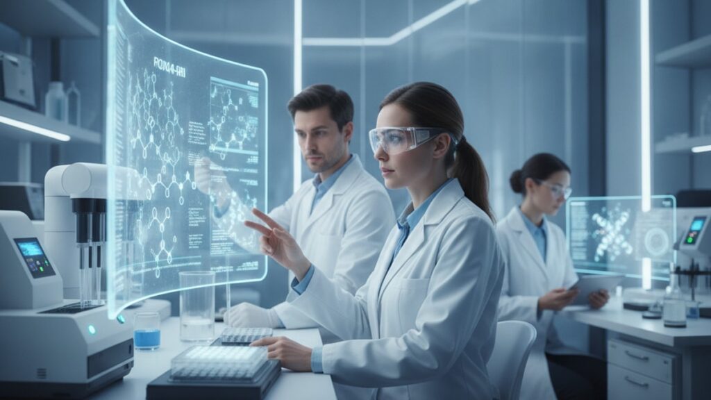 longevity researchers researching foxo4-dri - Professional illustration