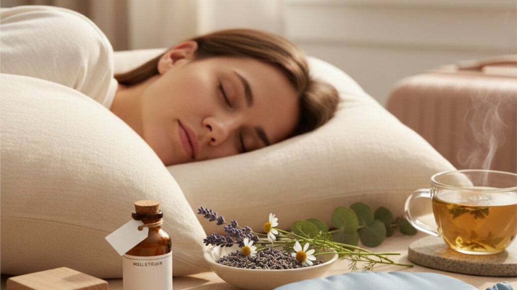 melatonin jet lag mechanism - Professional illustration