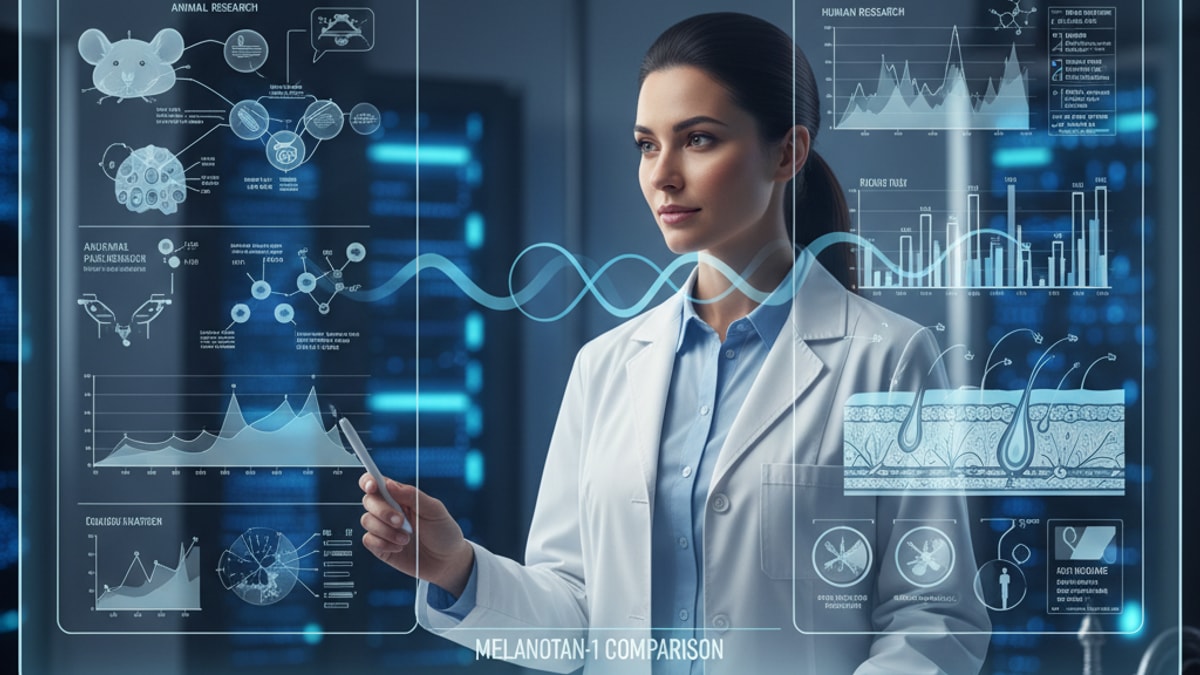 melanotan-1 animal vs human research - Professional illustration