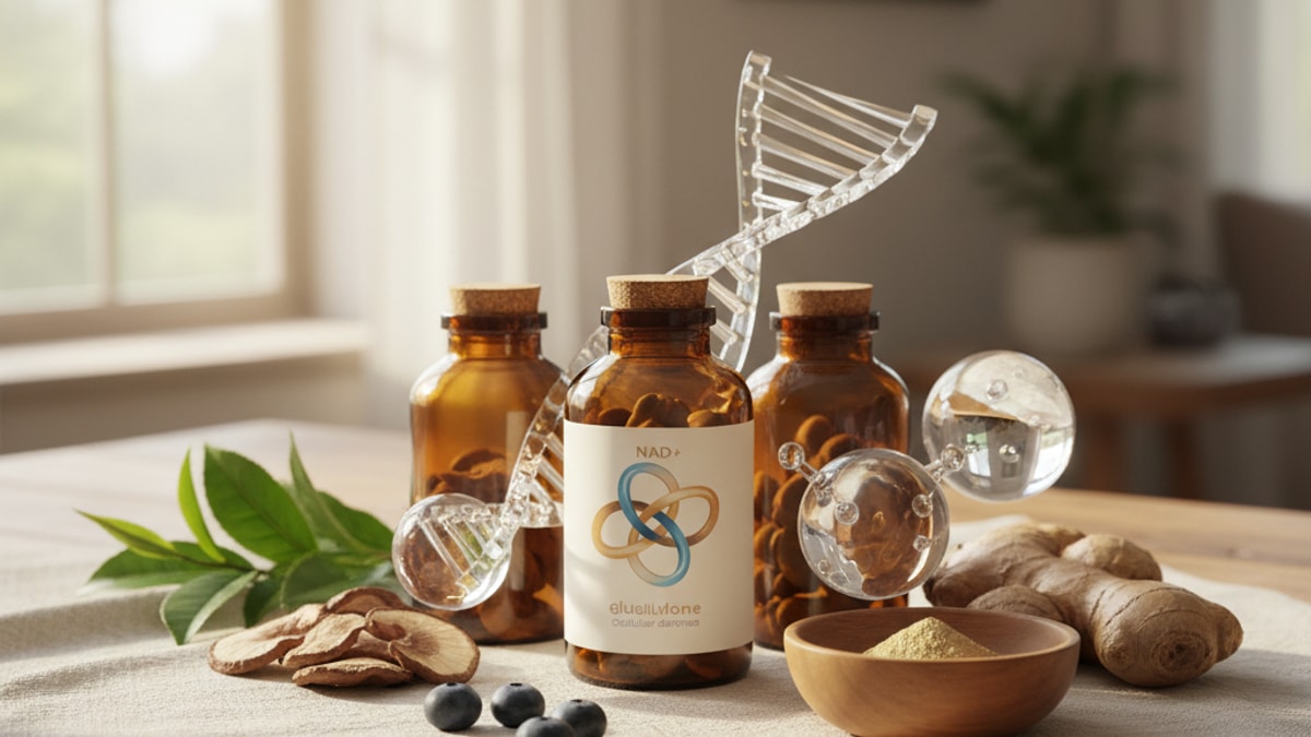 stacking nad+ glutathione antioxidant research - Professional illustration