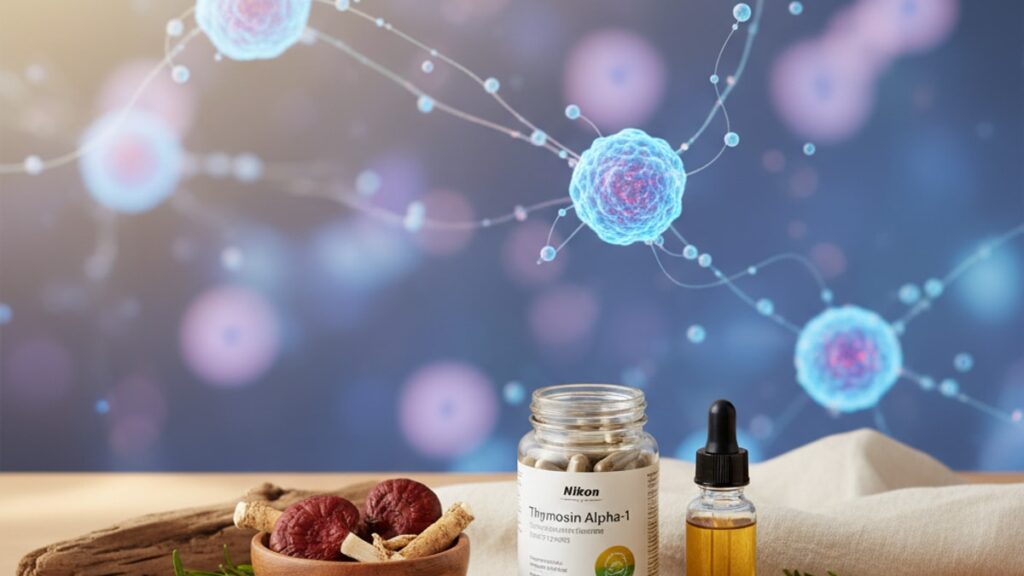 thymosin alpha-1 chronic fatigue research mechanism - Professional illustration