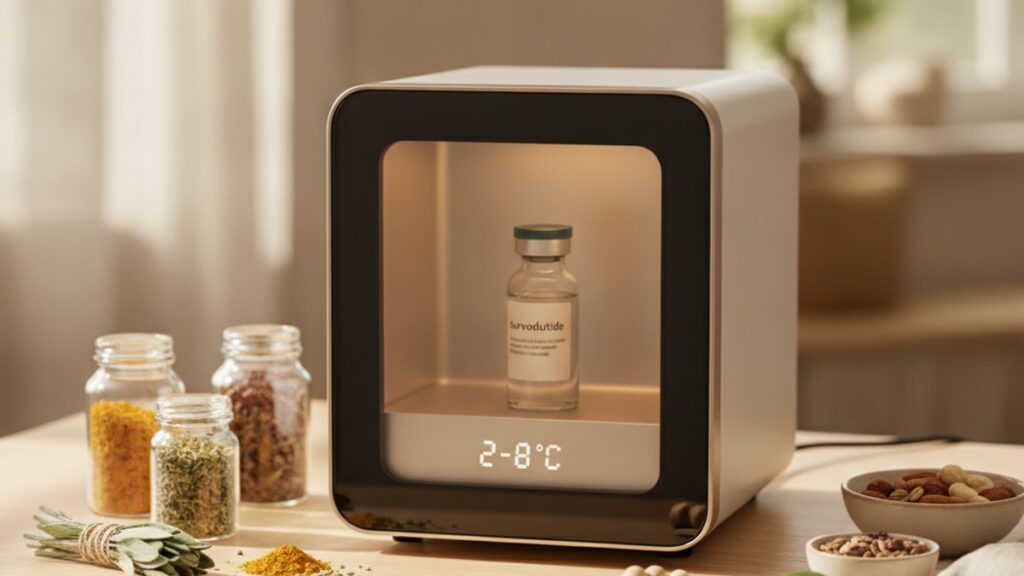 what temperature should survodutide be stored at - Professional illustration
