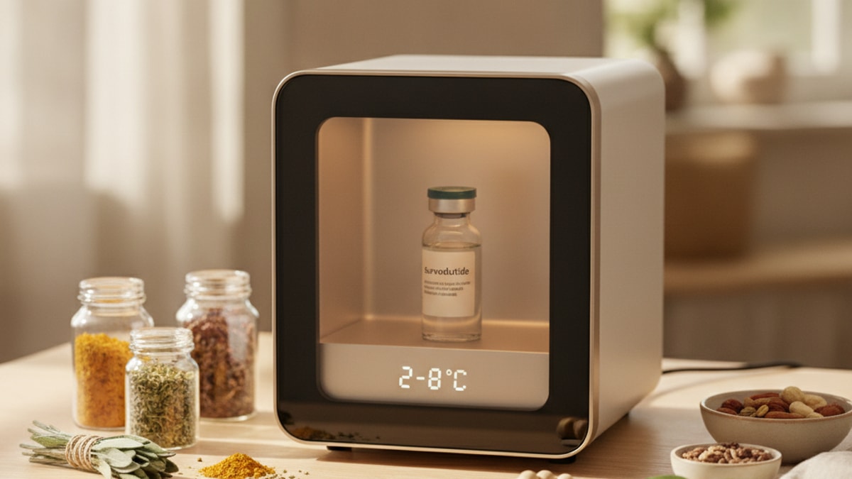 what temperature should survodutide be stored at - Professional illustration