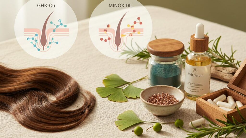 ghk-cu vs minoxidil mechanism - Professional illustration