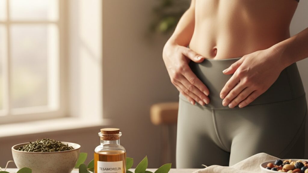 tesamorelin for stubborn belly fat - Professional illustration