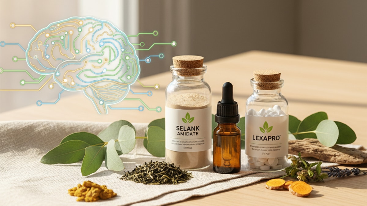 selank amidate vs lexapro mechanism - Professional illustration