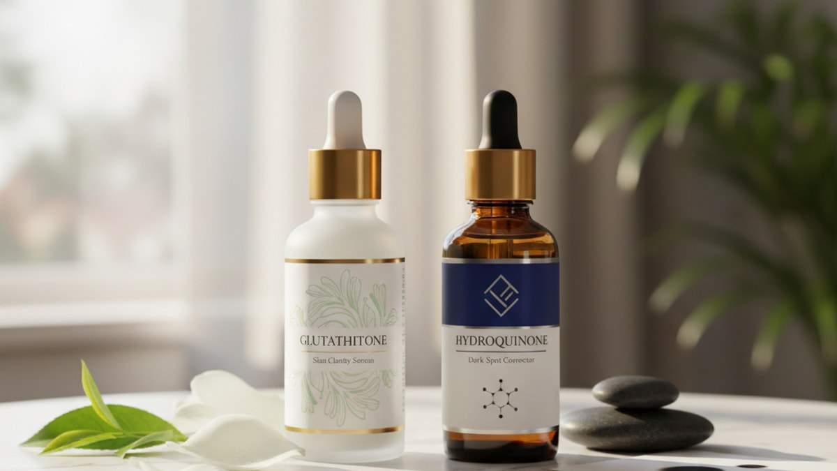 glutathione differs from hydroquinone - Professional illustration