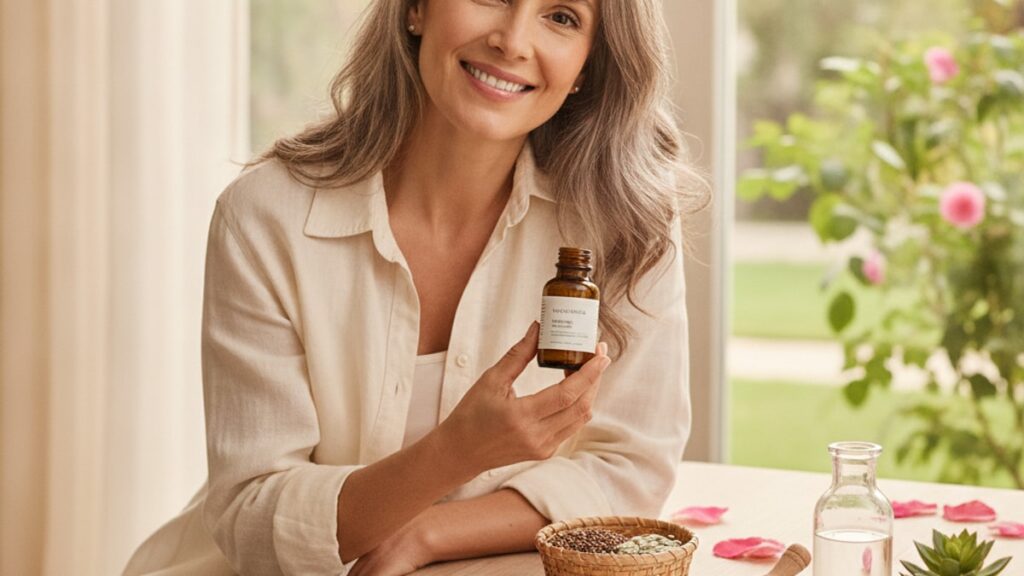 best peptides for women 55+ postmenopause - Professional illustration