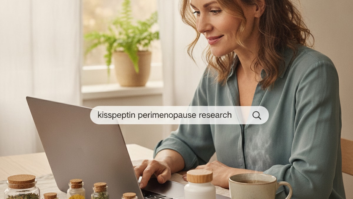 women 45-55 perimenopause researching kisspeptin - Professional illustration