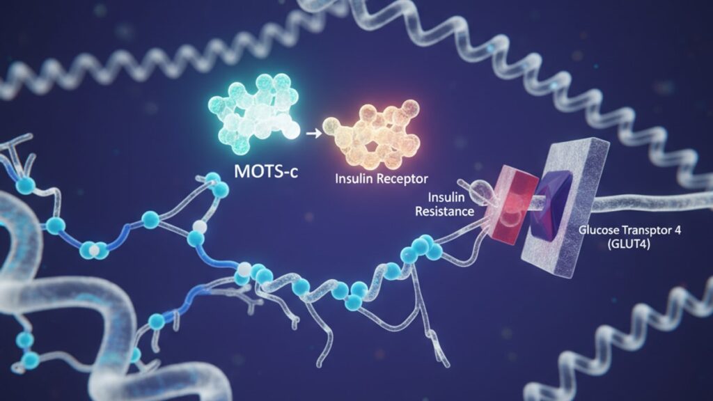 mots-c insulin resistance research mechanism - Professional illustration
