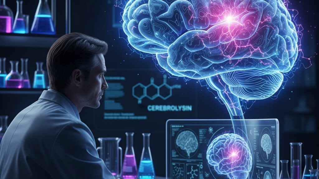 cerebrolysin tbi research mechanism - Professional illustration