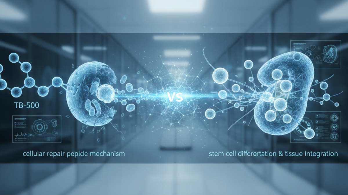tb-500 vs stem cell therapy mechanism - Professional illustration
