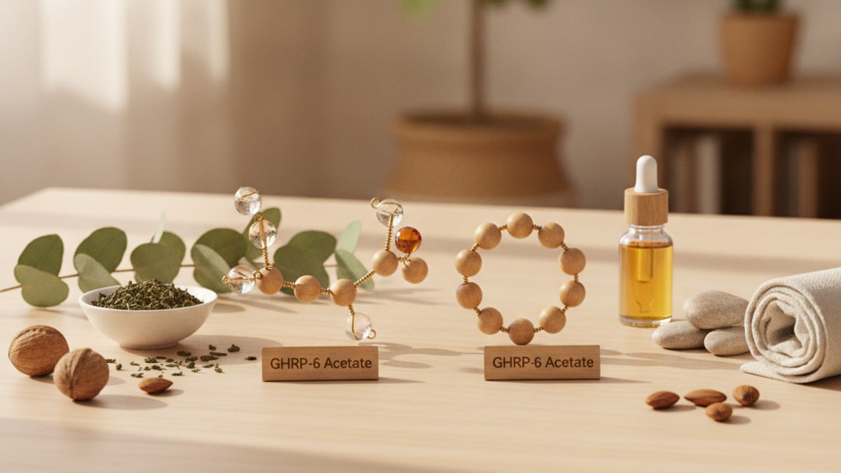 what's the difference between ghrp-6 acetate and ghrp6 - Professional illustration