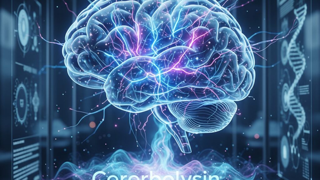cerebrolysin neurotrophic factor mixture mechanism - Professional illustration