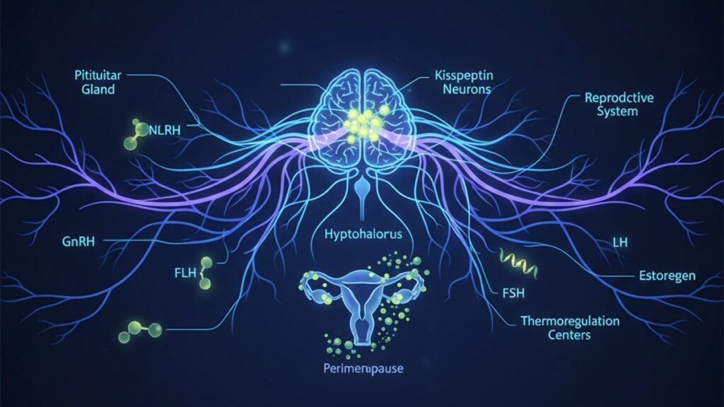 kisspeptin perimenopause research mechanism - Professional illustration