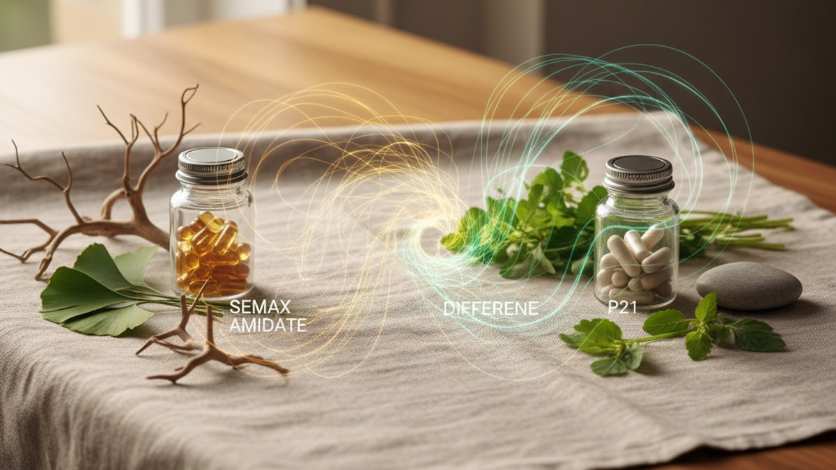 Blog Post: difference between Semax Amidate and p21 - Professional illustration