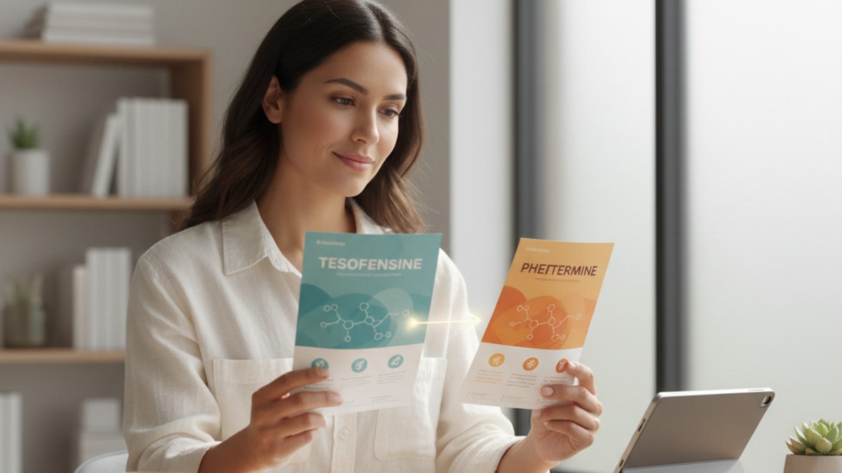 tesofensine differs from phentermine - Professional illustration