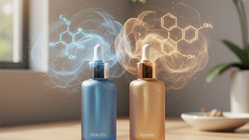 ghk-cu vs retinol mechanism - Professional illustration