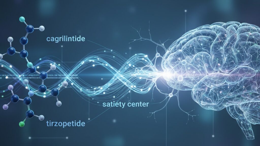 stacking cagrilintide tirzepatide satiety research - Professional illustration